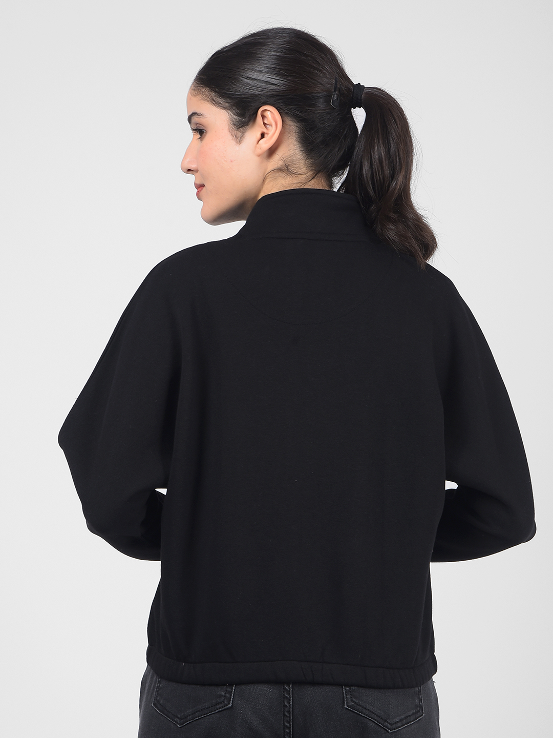 Numero Uno Women Black Mock Neck Sweatshirts
